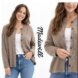 Madewell Cozy Brown Alpaca Blend Cardigan Relaxed Fit Size Small oversized